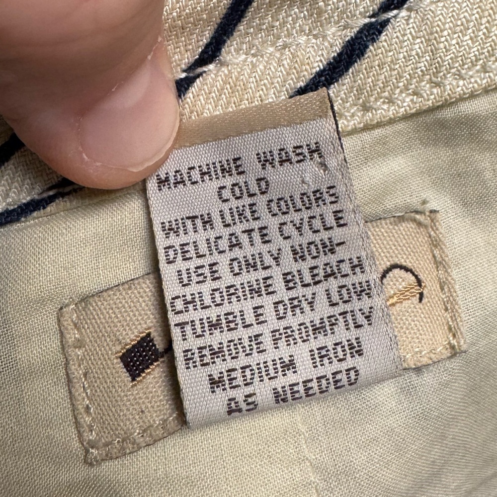 elevenses ANTHRO BRAND 2000s cream linen blend Jacket/dress with Navy Accents - Picture 13 of 13